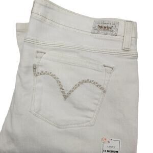 LEVI'S White Flare Ultra Low Rise Stretch Denim Jeans - Size 15 Medium